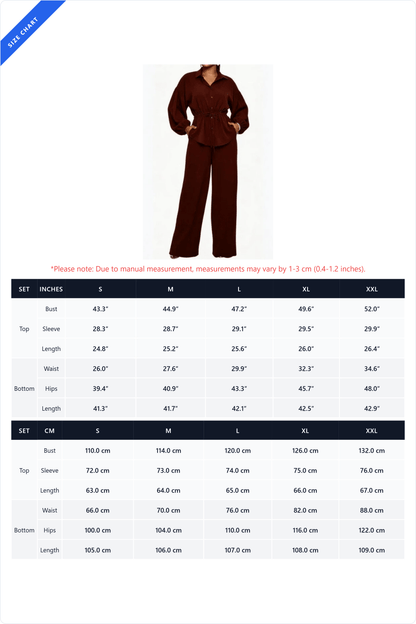 Drawstring Shirt & Wide Leg Pant Set Lavish Daily
