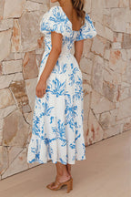 Seaside Printed Puff Sleeve Dress Lavish Daily