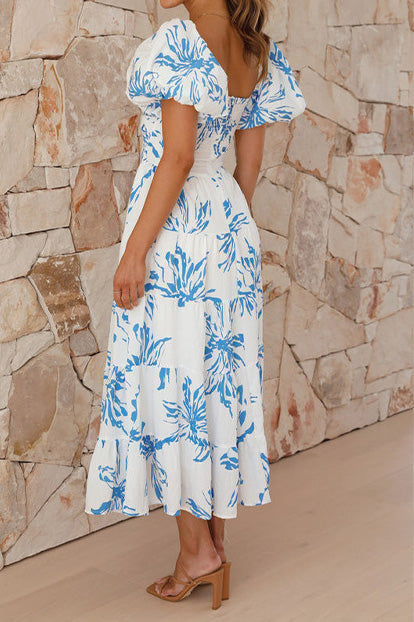 Seaside Printed Puff Sleeve Dress Lavish Daily