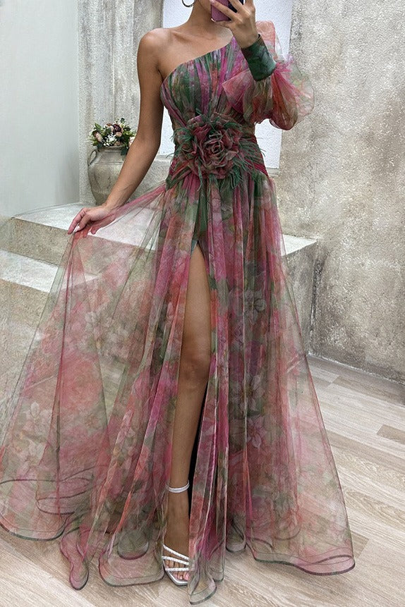 One Shoulder Mesh Bodycon Dress Lavish Daily