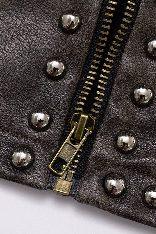 Zip Front Deep V Faux Leather Top Lavish Daily