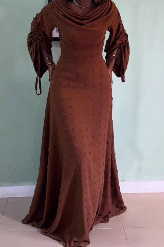 Ruched Sleeve Drawstring Dress Lavish Daily