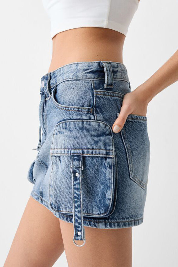 Low Rise Denim Mini Skirt Lavish Daily