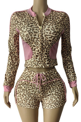 Leopard Print Long Sleeve Stretch Set Lavish Daily