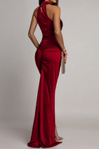 Sequin Ruffle Halter Maxi Dress LavishDaily