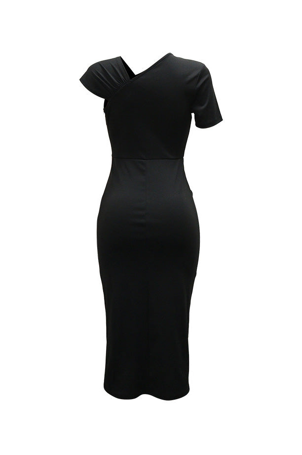 Bubble Sleeve Casual Split Hem Dress Lavish Daily