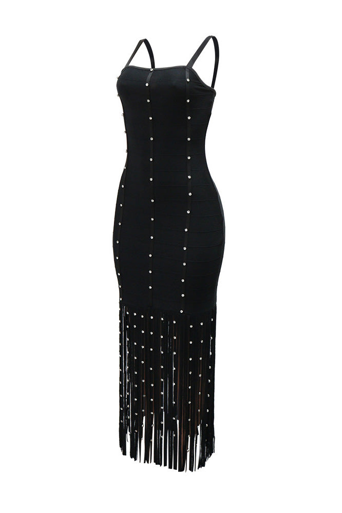 Fringed Embellished Bandage Dress LavishDaily
