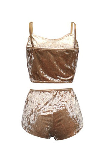 Crushed Velvet Cami & Shorts Lounge Set Lavish Daily