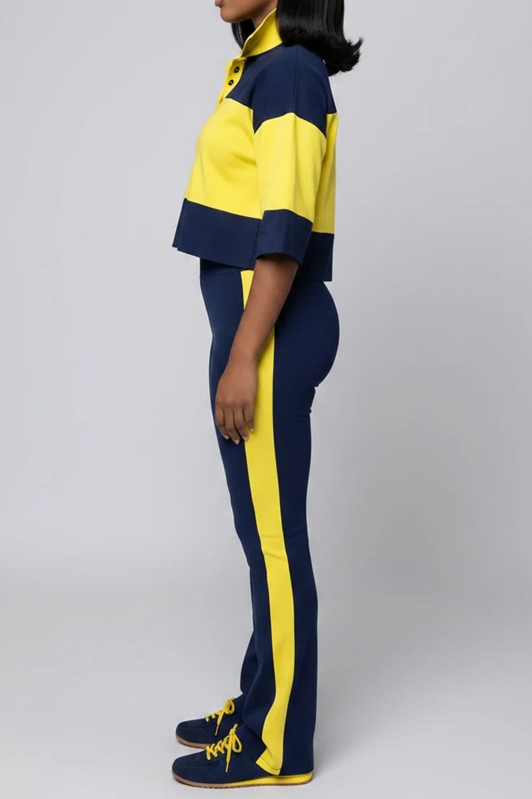 Collared Top & Flare Pants Two-Piece Set Lavish Daily