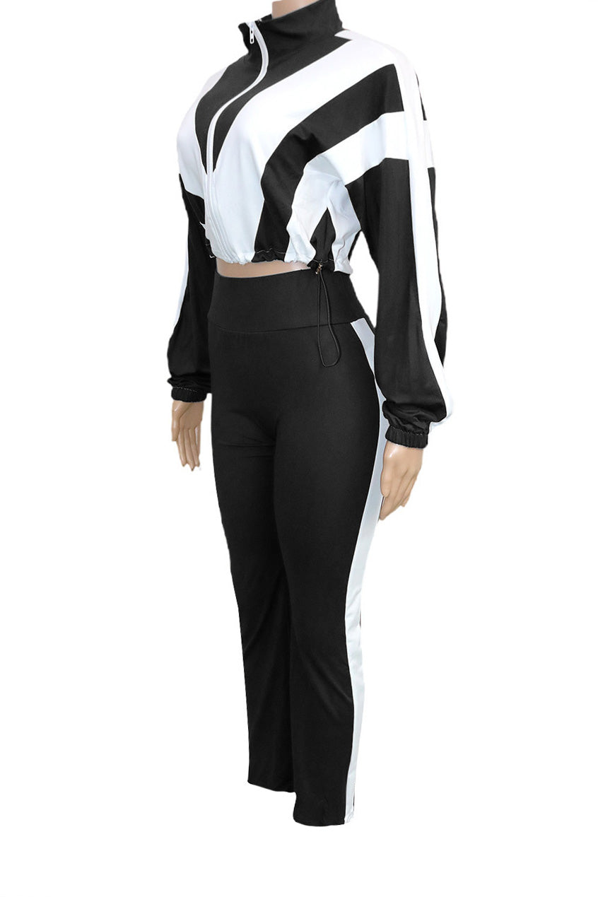 Sporty Color Block 2-Piece Tracksuit Lavish Daily