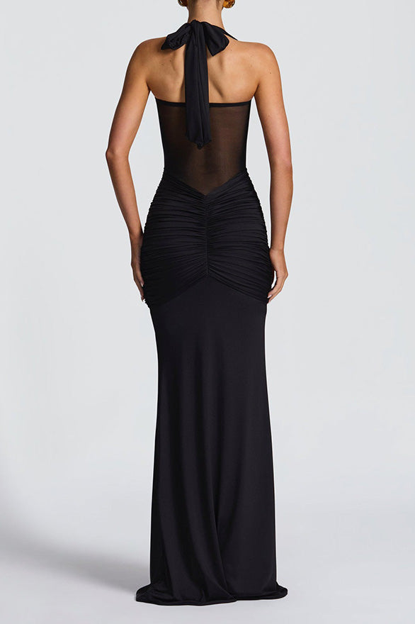 Mesh Mermaid Tie-Back Bodycon Maxi Dress Lavish Daily