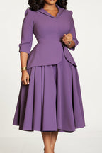 Plus Size Three Quarter Sleeve Blazer Dress Lavish Daily