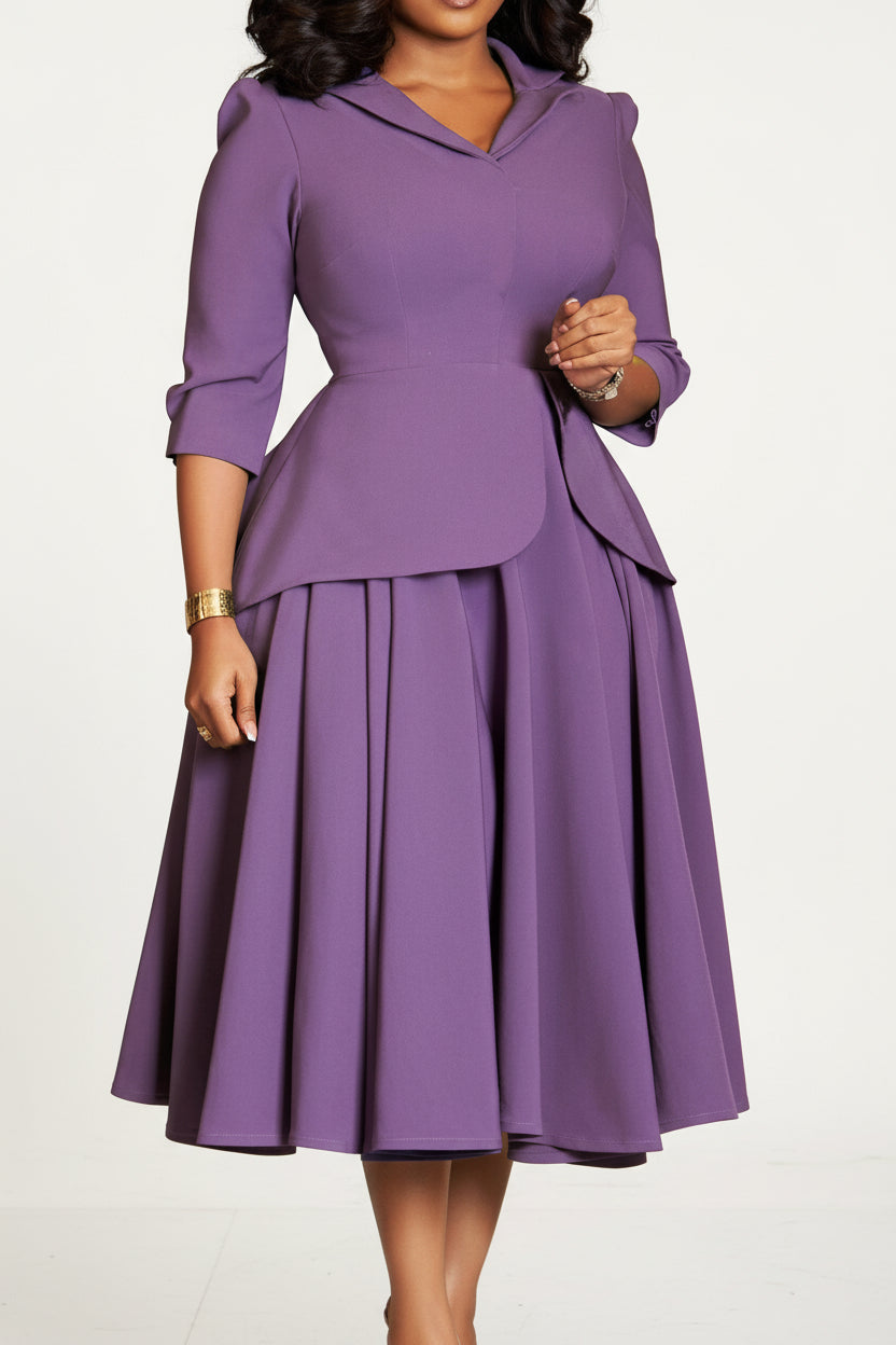 Plus Size Three Quarter Sleeve Blazer Dress Lavish Daily