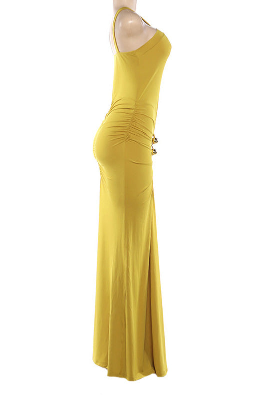 Cross Halter Pleated Waist Mermaid Dress Lavish Daily