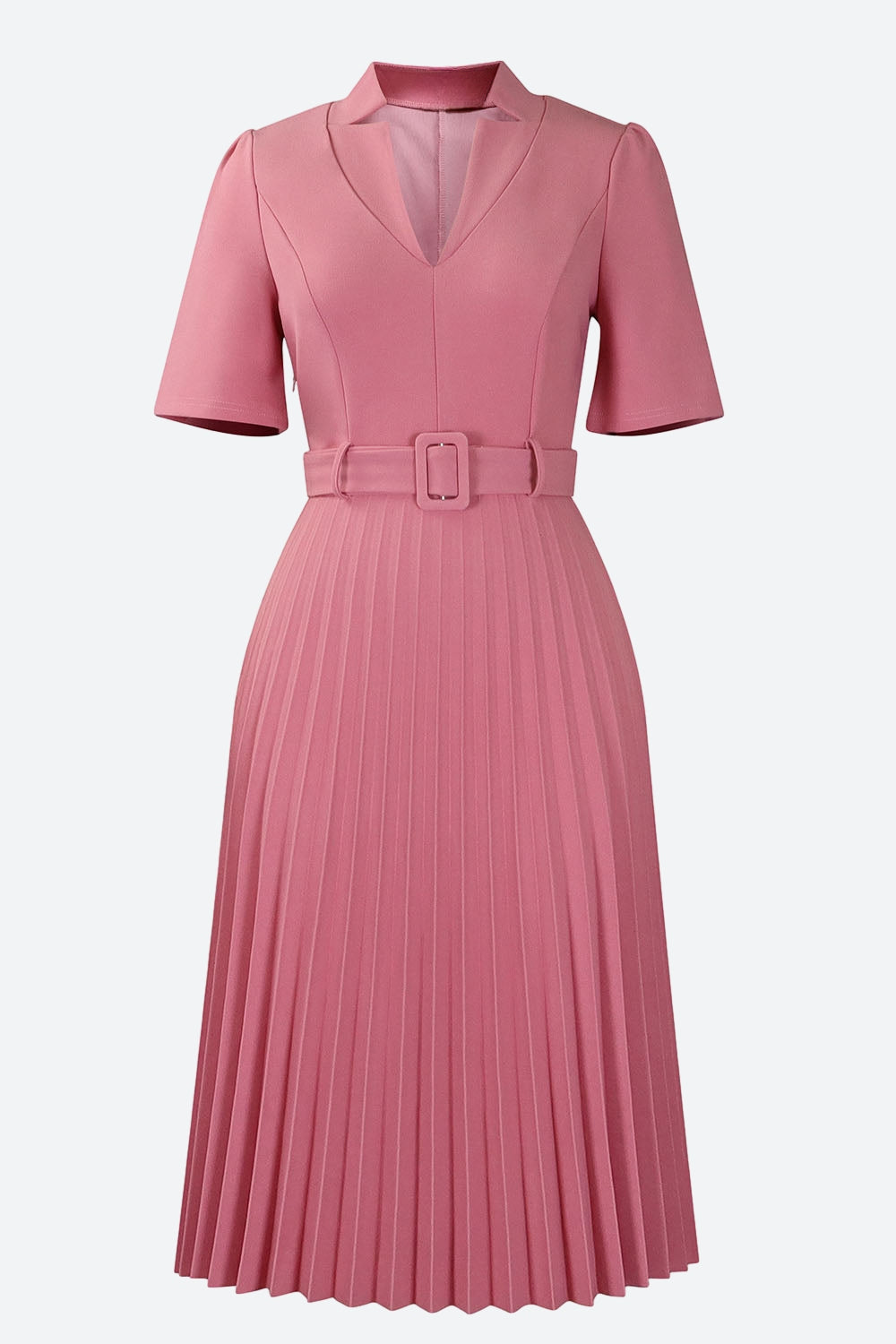 Short Sleeve V-Neck Pleated Slim Waist Dress Lavish Daily