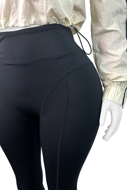 Drawstring Waist Nylon Top & Yoga Pants Activewear Set Lavish Daily