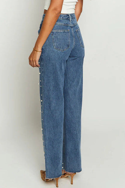 Pearl Mix Straight Leg Jeans Lavish Daily