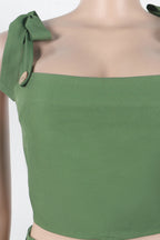 Ruched Tie-Strap Top & Wide Leg Pants Set Lavish Daily