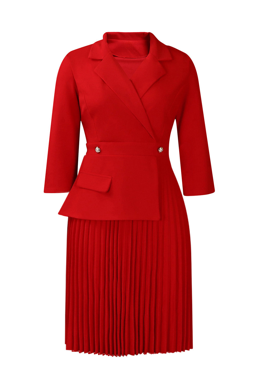 Pleated Blazer Collar Dress Lavish Daily