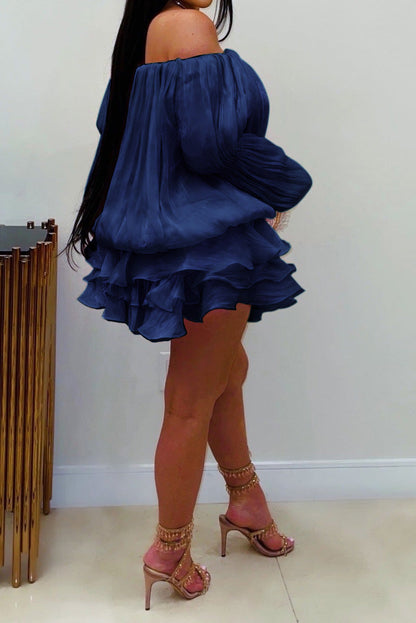 Plisse Off-Shoulder Tiered Mini Dress Lavish Daily