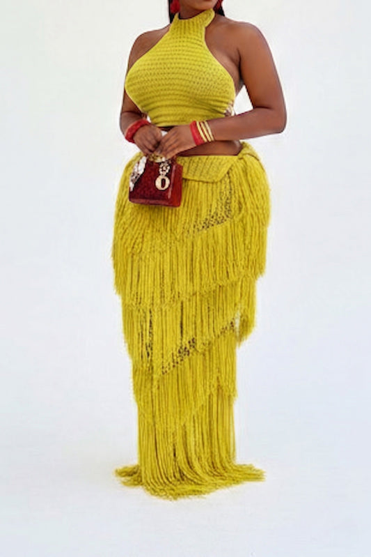 2-Piece Crochet Fringe Skirt Set Lavish Daily