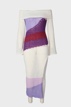 Purple Sheer Knitted Midi Dress Lavish Daily