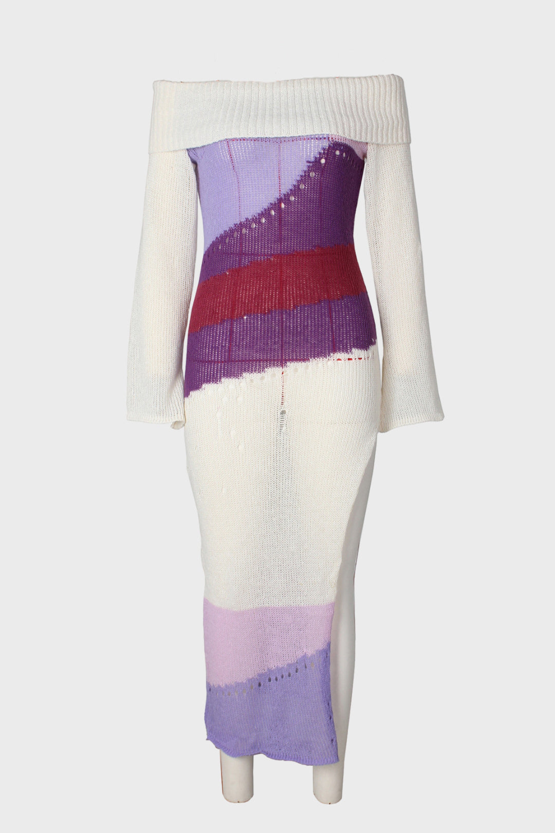 Purple Sheer Knitted Midi Dress Lavish Daily