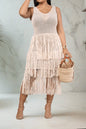 Knit Layered Fringe Long Dress Lavish Daily