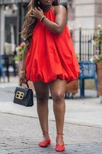 Red Mini Balloon Bubble Dress Lavish Daily
