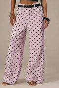 Polka Dot Non-Stretch Denim Jeans LavishDaily