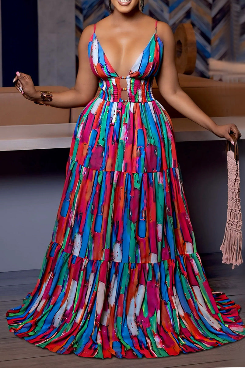 Sexy Backless Print Cami Dress Lavish Daily