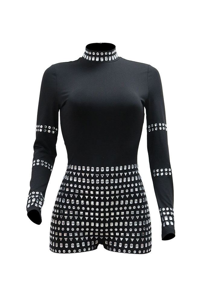Fashion Rhinestone Slim Romper Lavish Daily