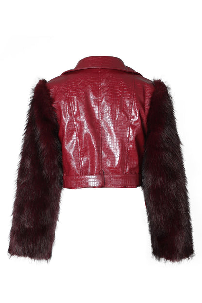 Faux Fur Trim Faux Leather Jacket Lavish Daily