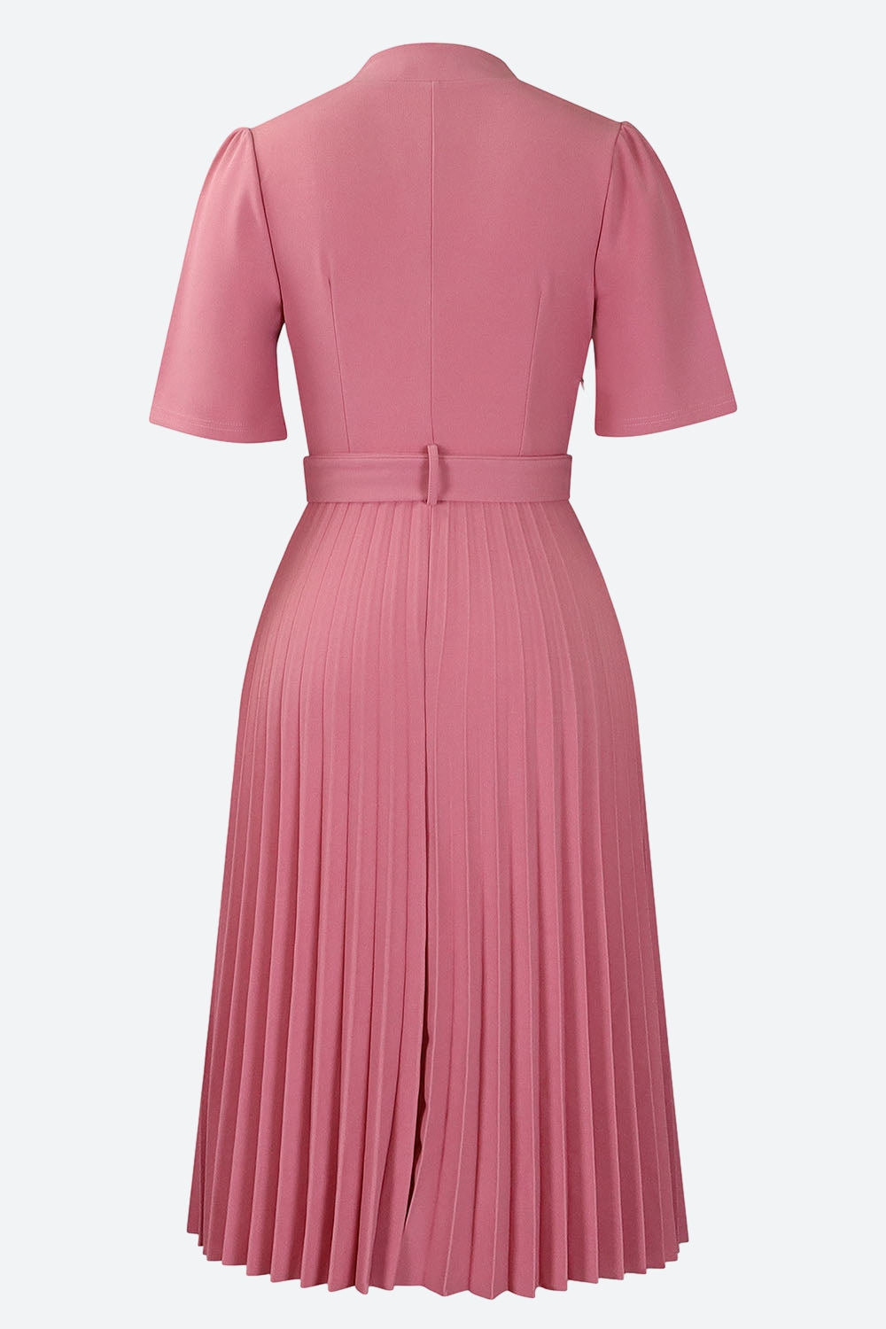 Short Sleeve V-Neck Pleated Slim Waist Dress Lavish Daily