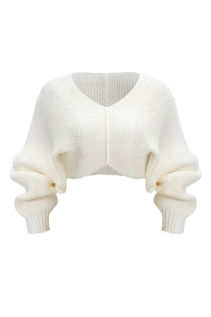 Knit V-Neck Long-Sleeve Top Lavish Daily