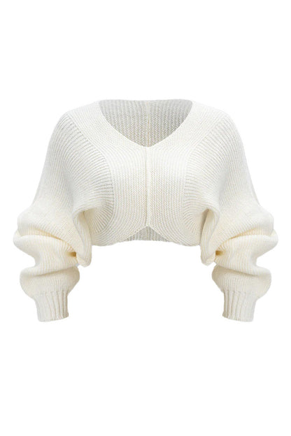Knit V-Neck Long-Sleeve Top Lavish Daily