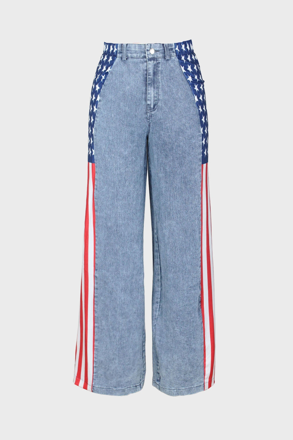 American Flag Print Light Wash Jeans Lavish Daily