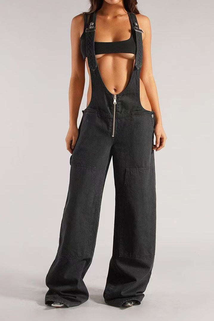 Vintage Wash Wide Leg Denim Overalls Lavish Daily