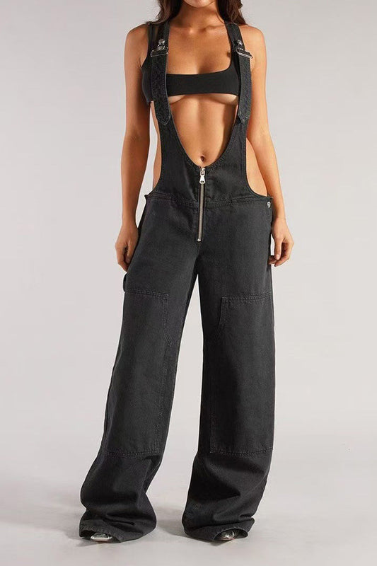 Vintage Wash Wide Leg Denim Overalls Lavish Daily