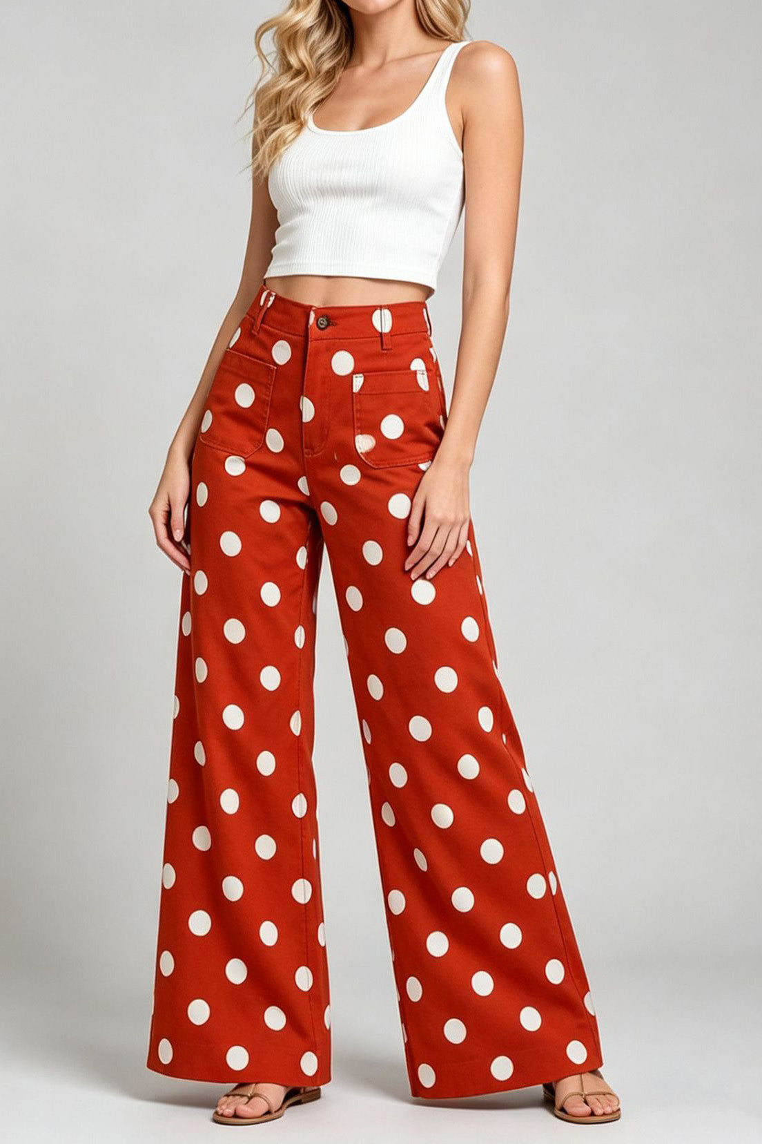 Polka Dot High Rise Wide Leg Jeans Lavish Daily