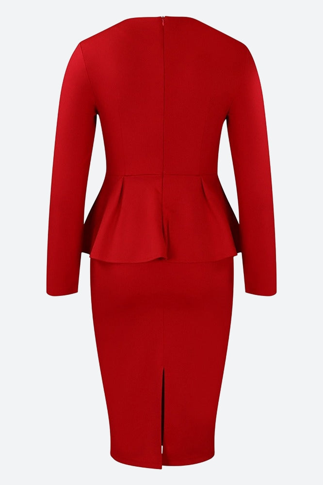 Structured Peplum Midi Dress Lavish Daily