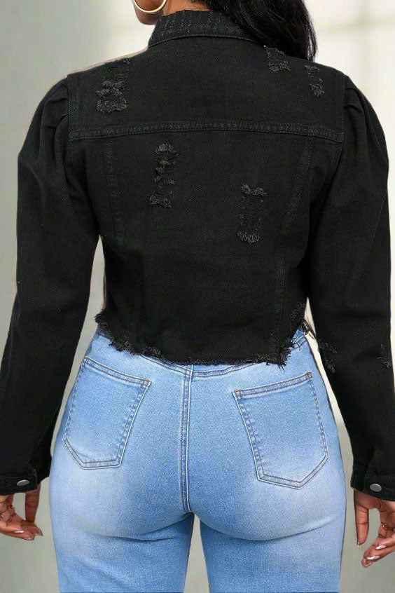 Puff Sleeve Denim Jacket Lavish Daily