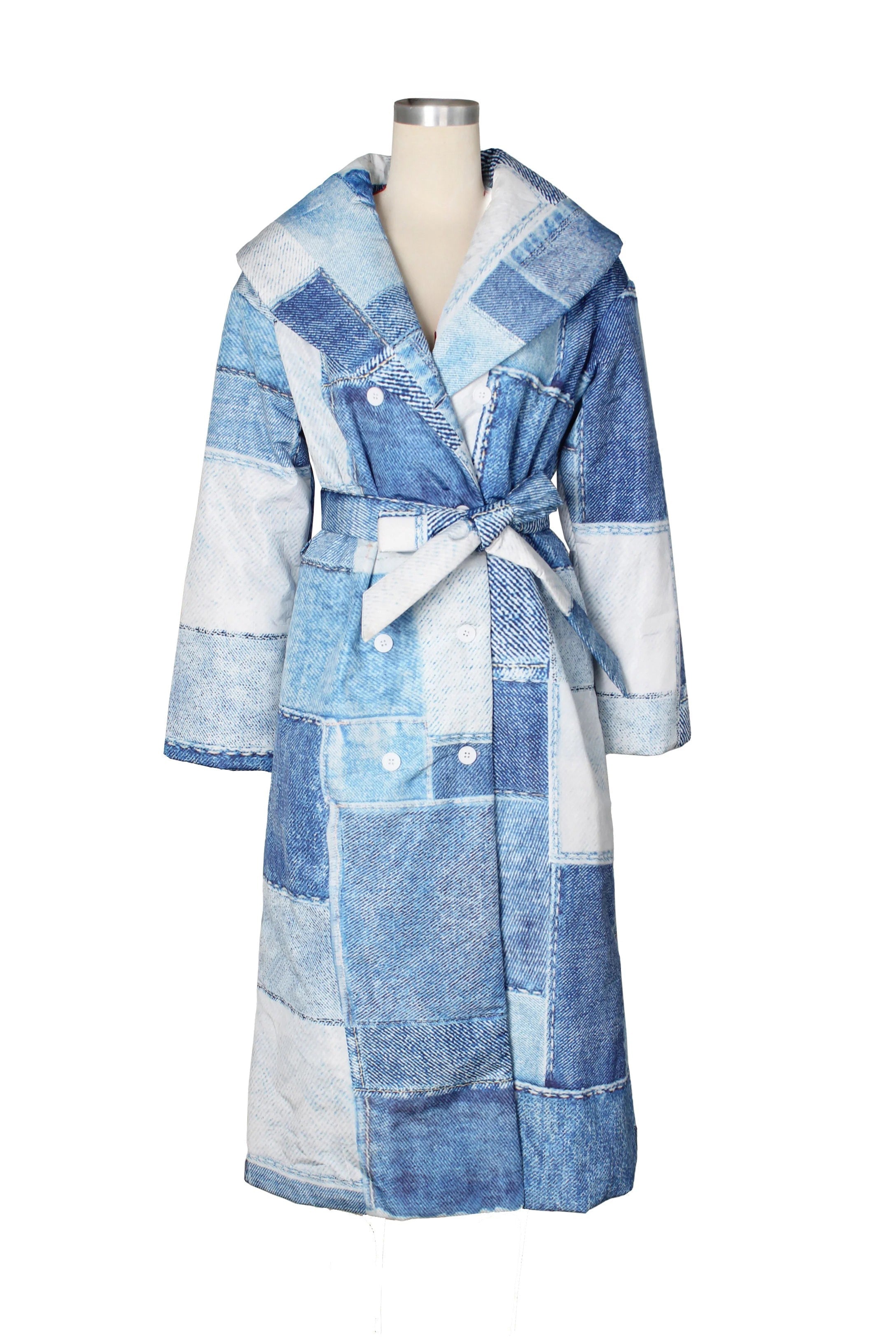 Denim Trench Puffer Coat Lavish Daily