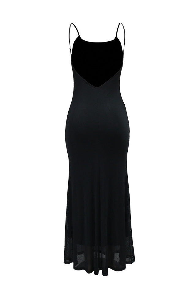 Rhinestone and Pearl Mesh Mermaid Maxi Dress Lavish Daily