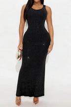 High-Waist Rhinestone Maxi Dress Lavish Daily