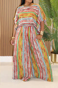 Stripe Crop Top & Wide-Leg Pants Set Lavish Daily