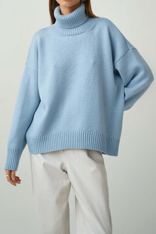 Turtleneck Long Sleeve Sweater Lavish Daily