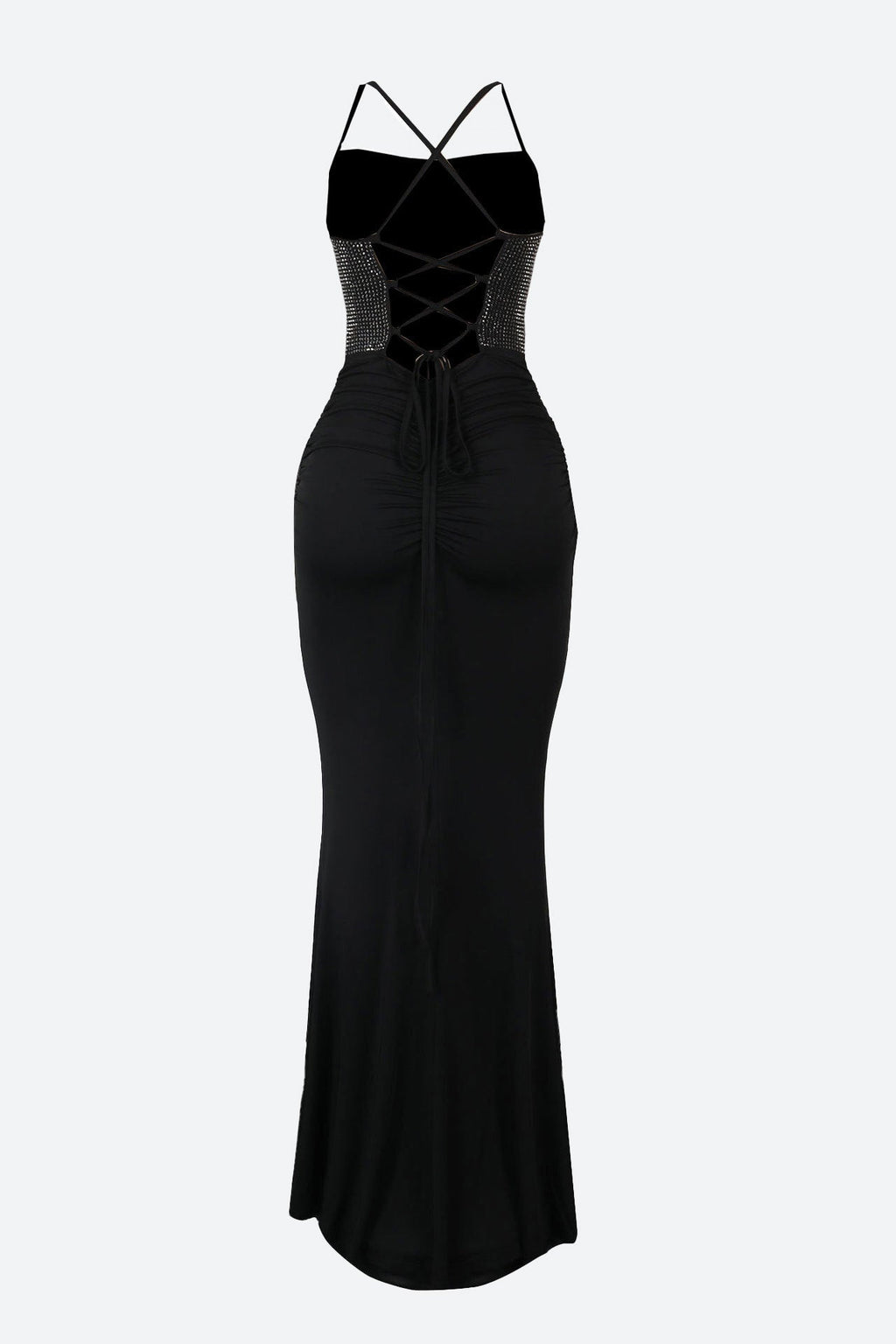 Rhinestone Lace-Up Cutout Mermaid Dress Lavish Daily