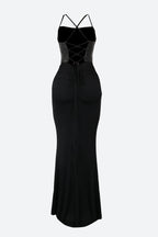 Rhinestone Lace-Up Cutout Mermaid Dress Lavish Daily