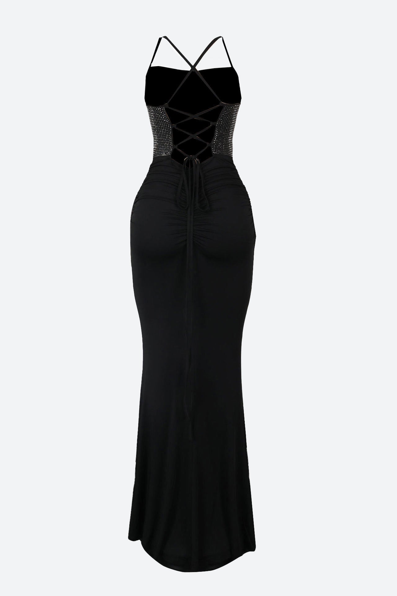 Rhinestone Lace-Up Cutout Mermaid Dress Lavish Daily